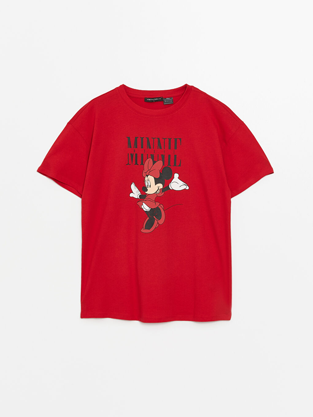 LCW Crew Neck Minnie Mouse Printed Oversize Maternity T-Shirt -W45396Z8-HC3