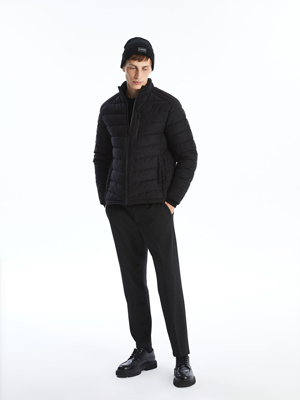 Manteau Bouffant à Col Cheminée Svelte pour Hommes-3