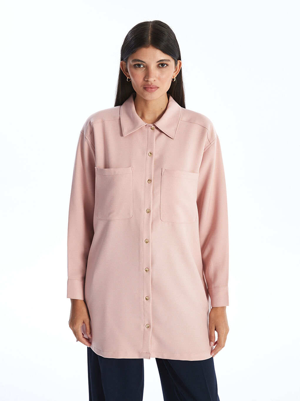 Plain Long Sleeve Women's Shirt Tunic