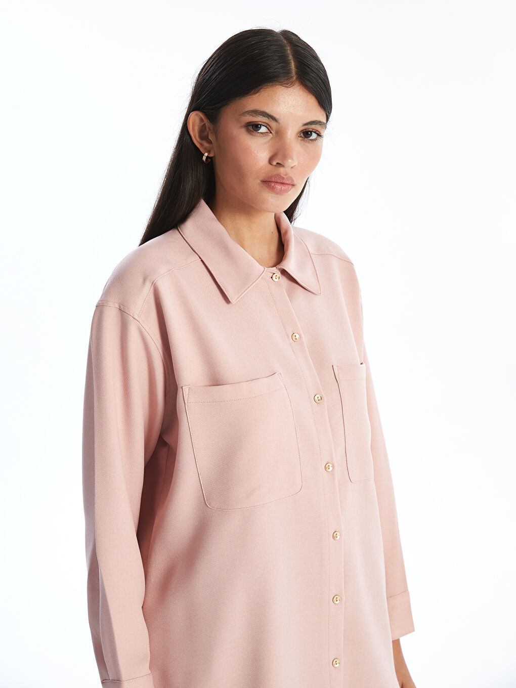 Plain Long Sleeve Women's Shirt Tunic-2