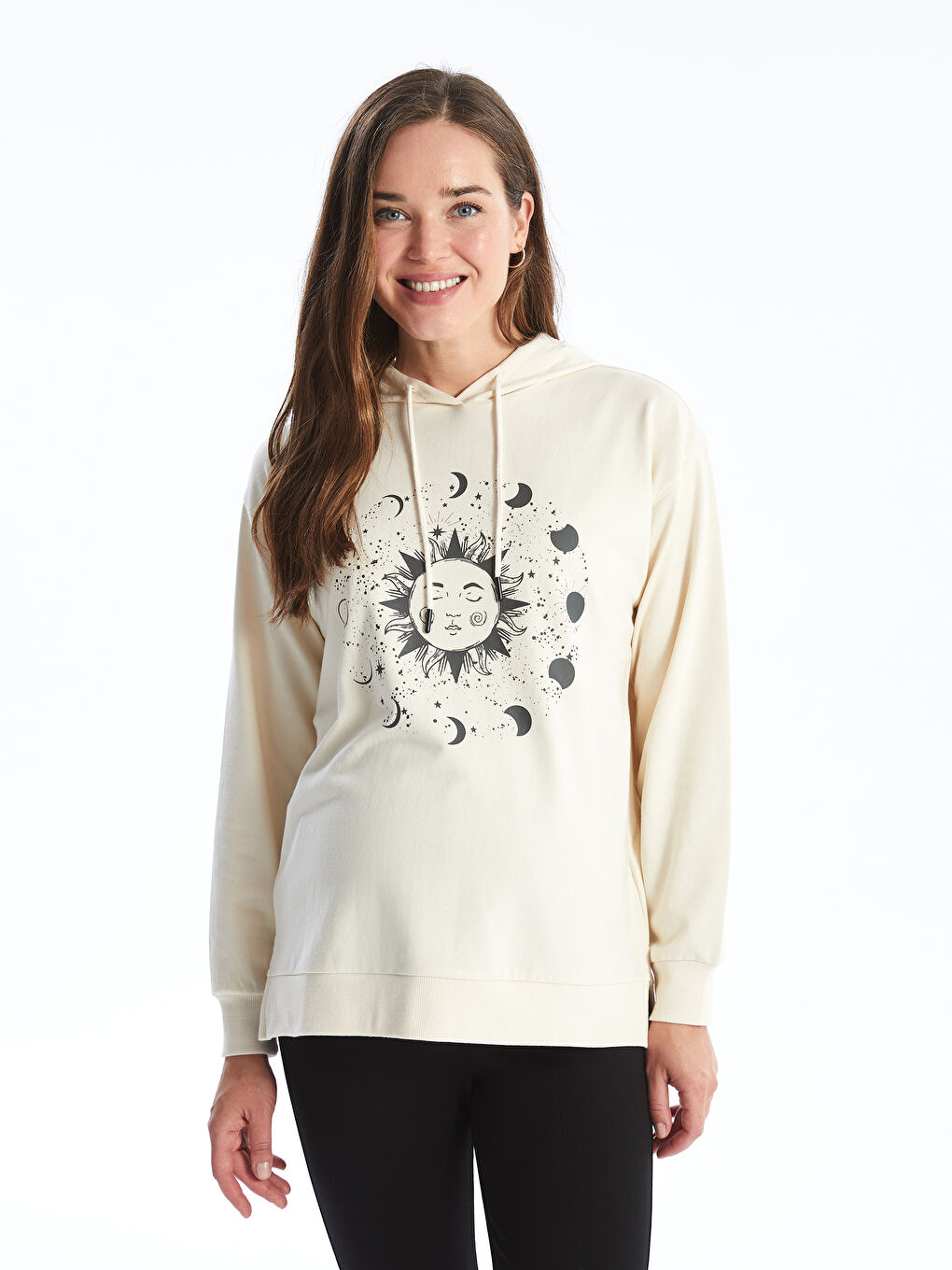 LCWAIKIKI Maternity Printed Maternity Hoodie -W45412Z8-FF7