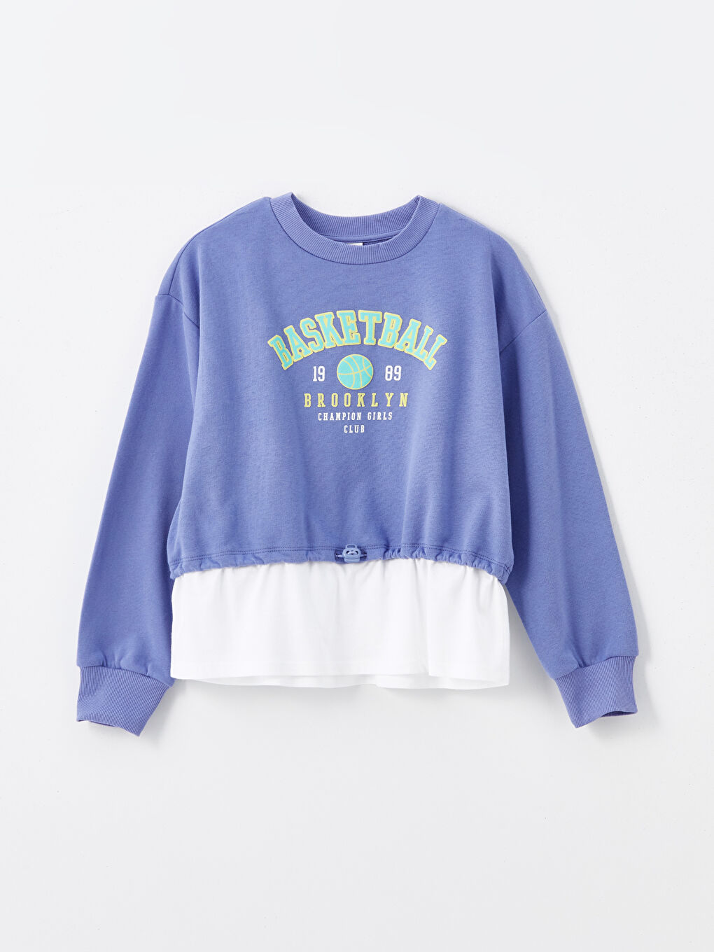 LCW Kids Mat Lila Bisiklet Yaka Kız Çocuk Sweatshirt