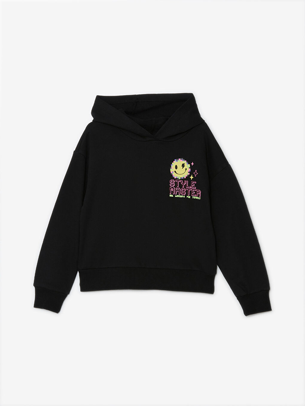 LCW Kids Yeni Siyah Kapüşonlu Kız Çocuk Sweatshirt