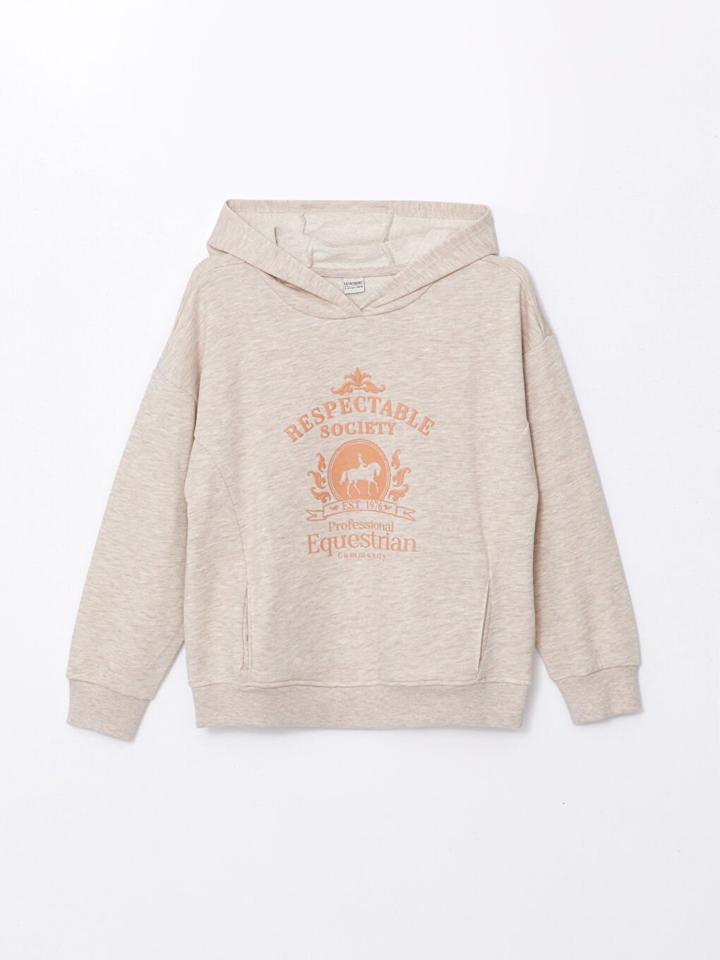 Ekru Kapüşonlu Kız Çocuk Sweatshirt