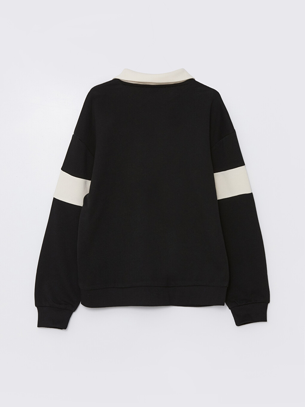 Siyah Polo Yaka Ayı Teddy Baskılı Kız Çocuk Sweatshirt-1