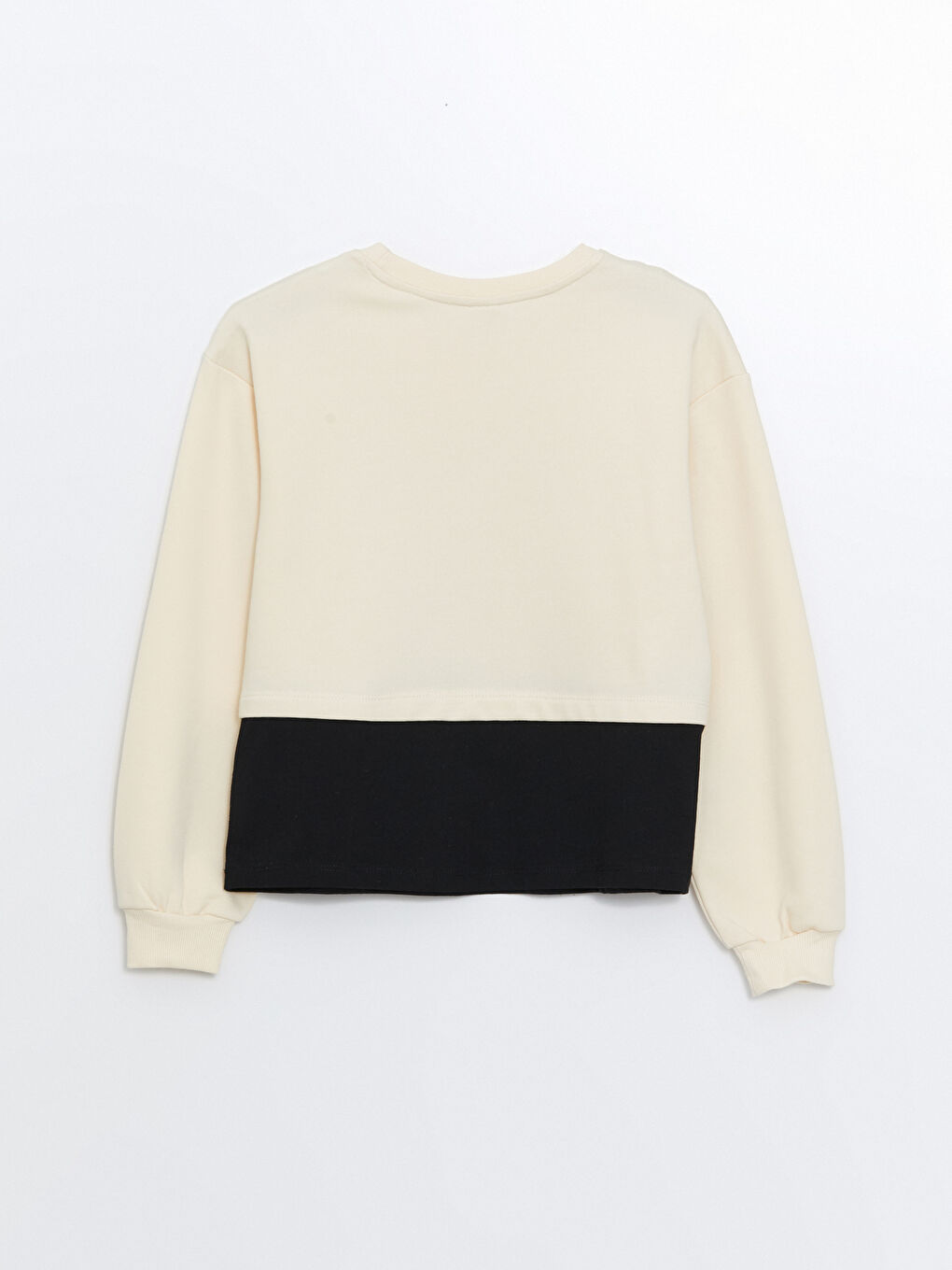 Bej Bisiklet Yaka Kız Çocuk Sweatshirt-1