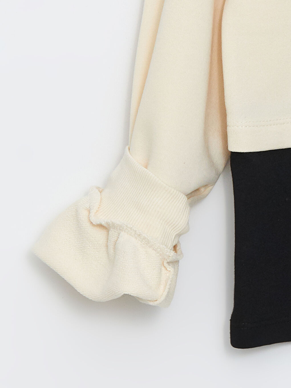 Bej Bisiklet Yaka Kız Çocuk Sweatshirt-2