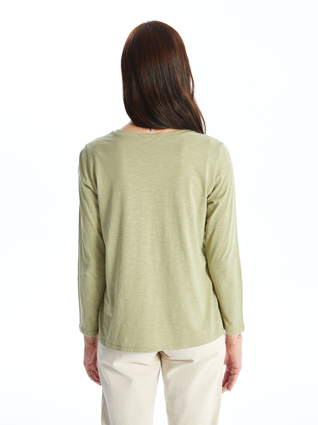 LCW Grace Crew Neck Patterned Long Sleeve Women's Blouse -W45464Z8-GHY