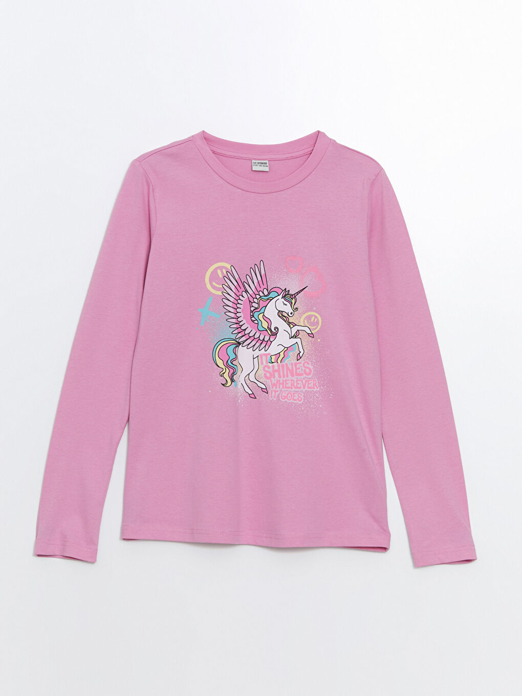 Crew Neck Printed Girls' T-Shirt