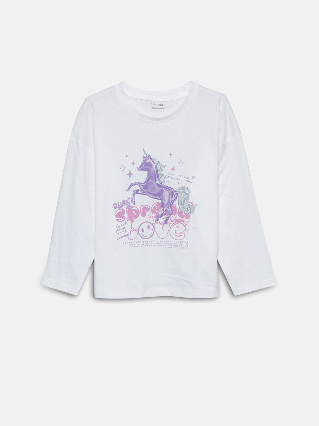 LCW Kids Rundhalsausschnitt Bedrucktes Langarm T-Shirt für Mädchen -W45478Z4-FDU