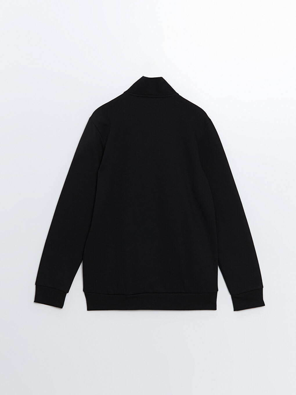 Siyah Dik Yaka Uzun Kollu Erkek Fermuarlı Sweatshirt-11