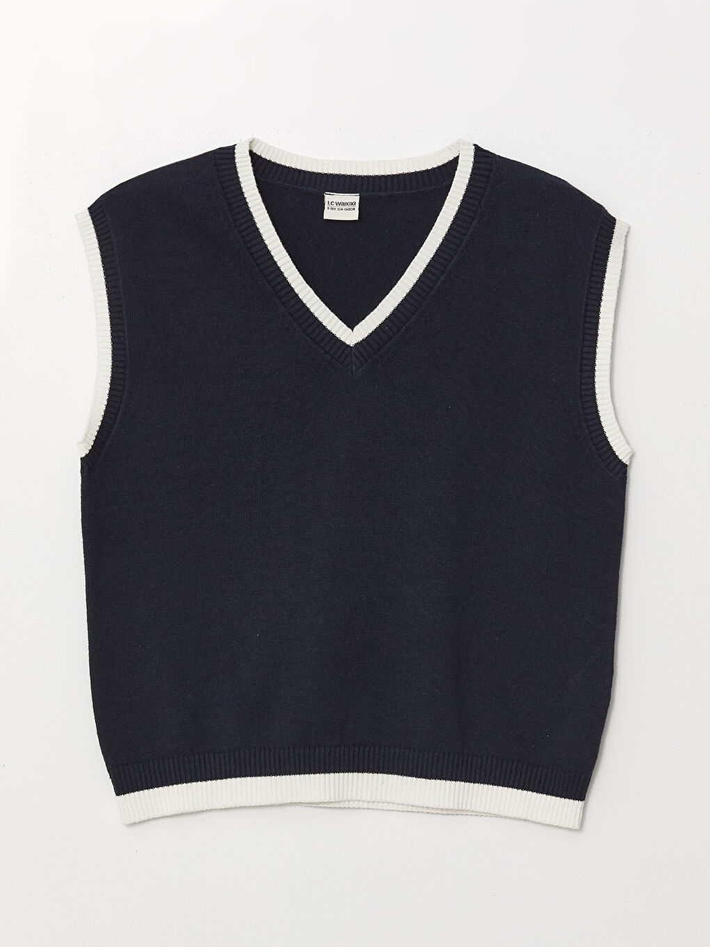 V Neck Basic Girls' Knitwear Sweater Vest -W45504Z4-HRC