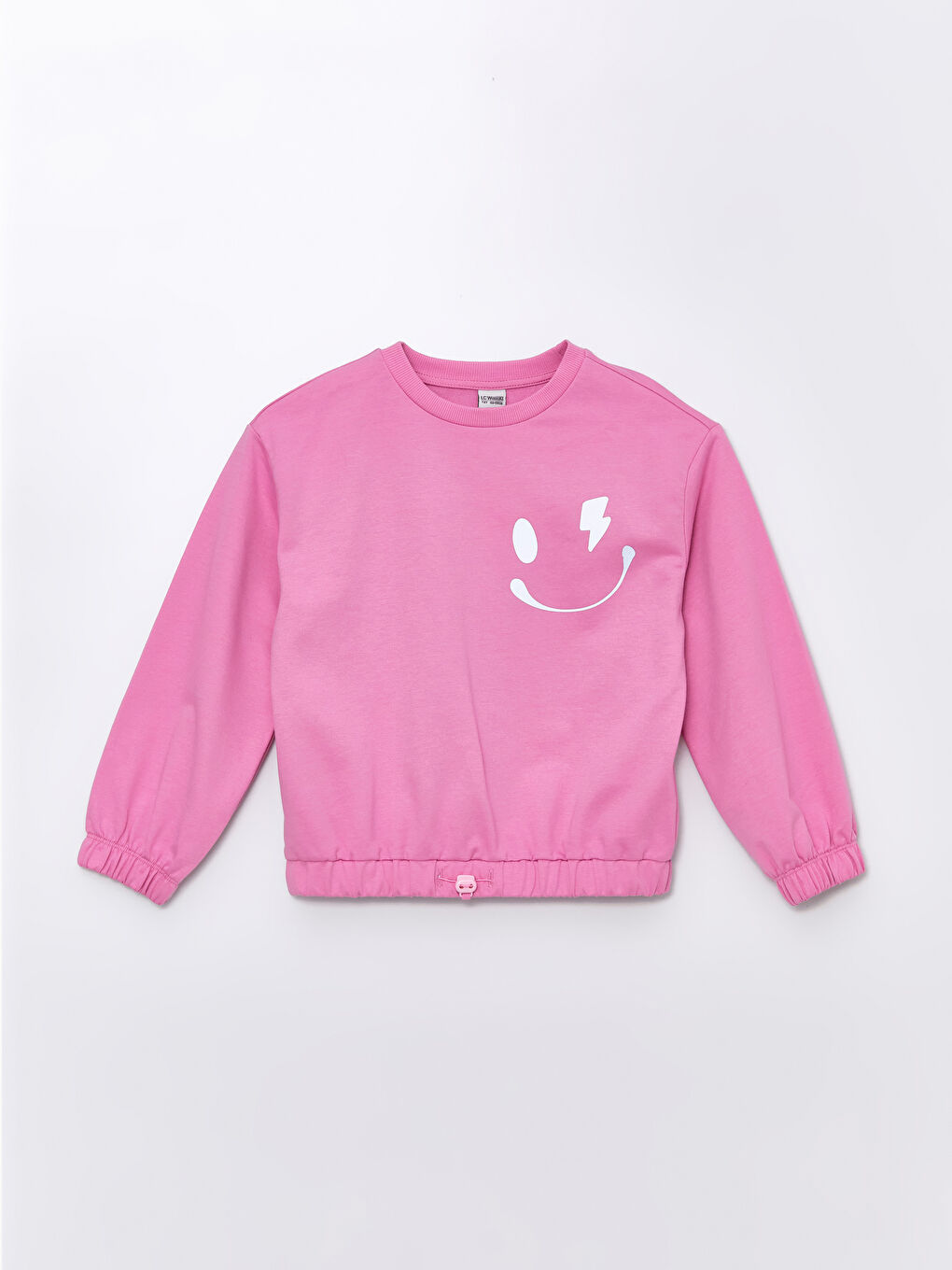 LCW Kids Pembe Leylak Bisiklet Yaka Uzun Kollu Baskılı Kız Çocuk Sweatshirt - 1