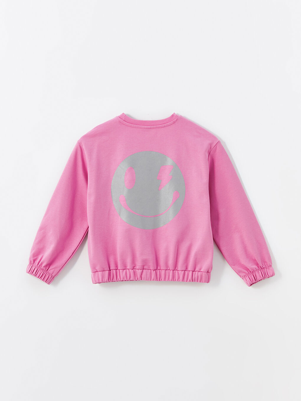 LCW Kids Pembe Leylak Bisiklet Yaka Uzun Kollu Baskılı Kız Çocuk Sweatshirt - 5