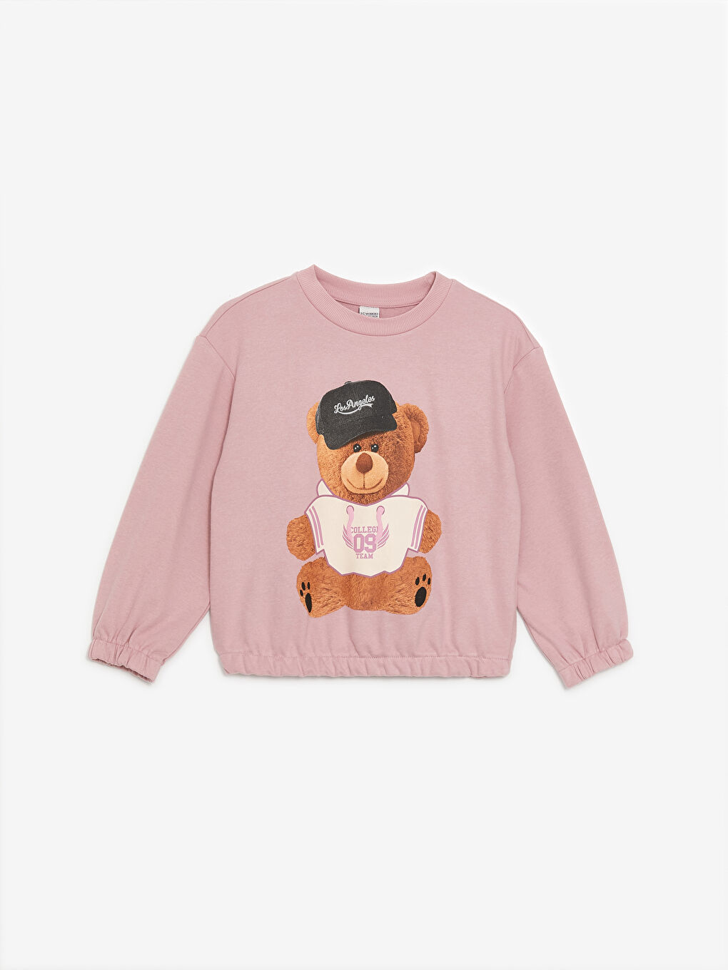 LCW Kids Açık Gülkurusu Bisiklet Yaka Baskılı Uzun Kollu Kız Çocuk Sweatshirt