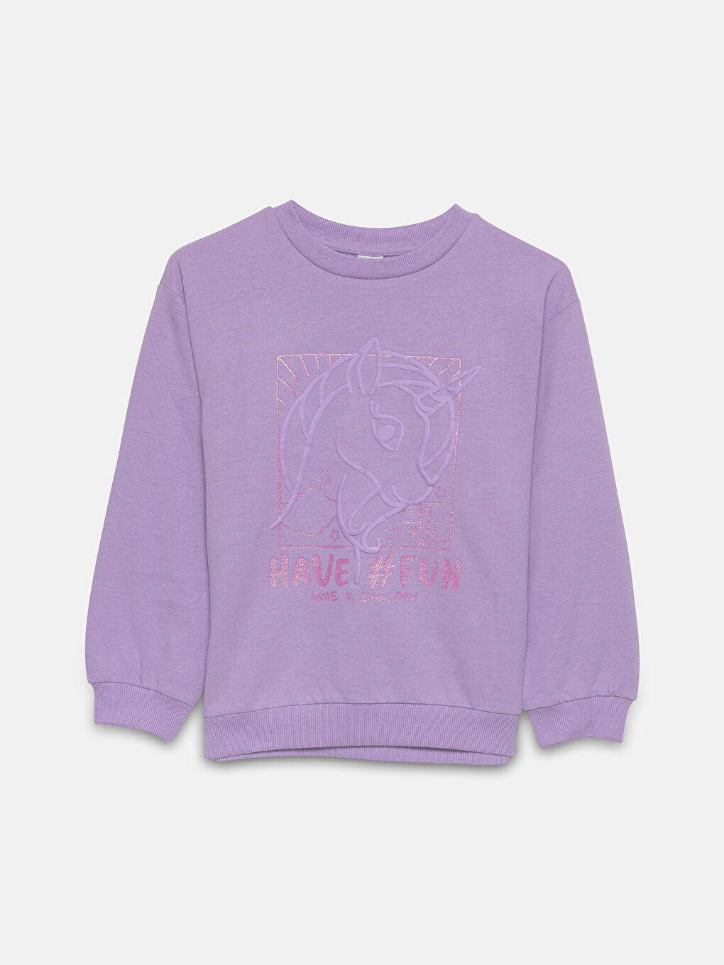 Crew Neck Printed Long Sleeve Girls' Sweatshirt -W45530Z4-YF9