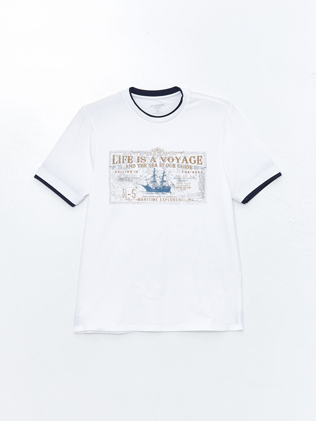 Crew Neck Short Sleeve Printed Combed Cotton Men's T-shirt-1