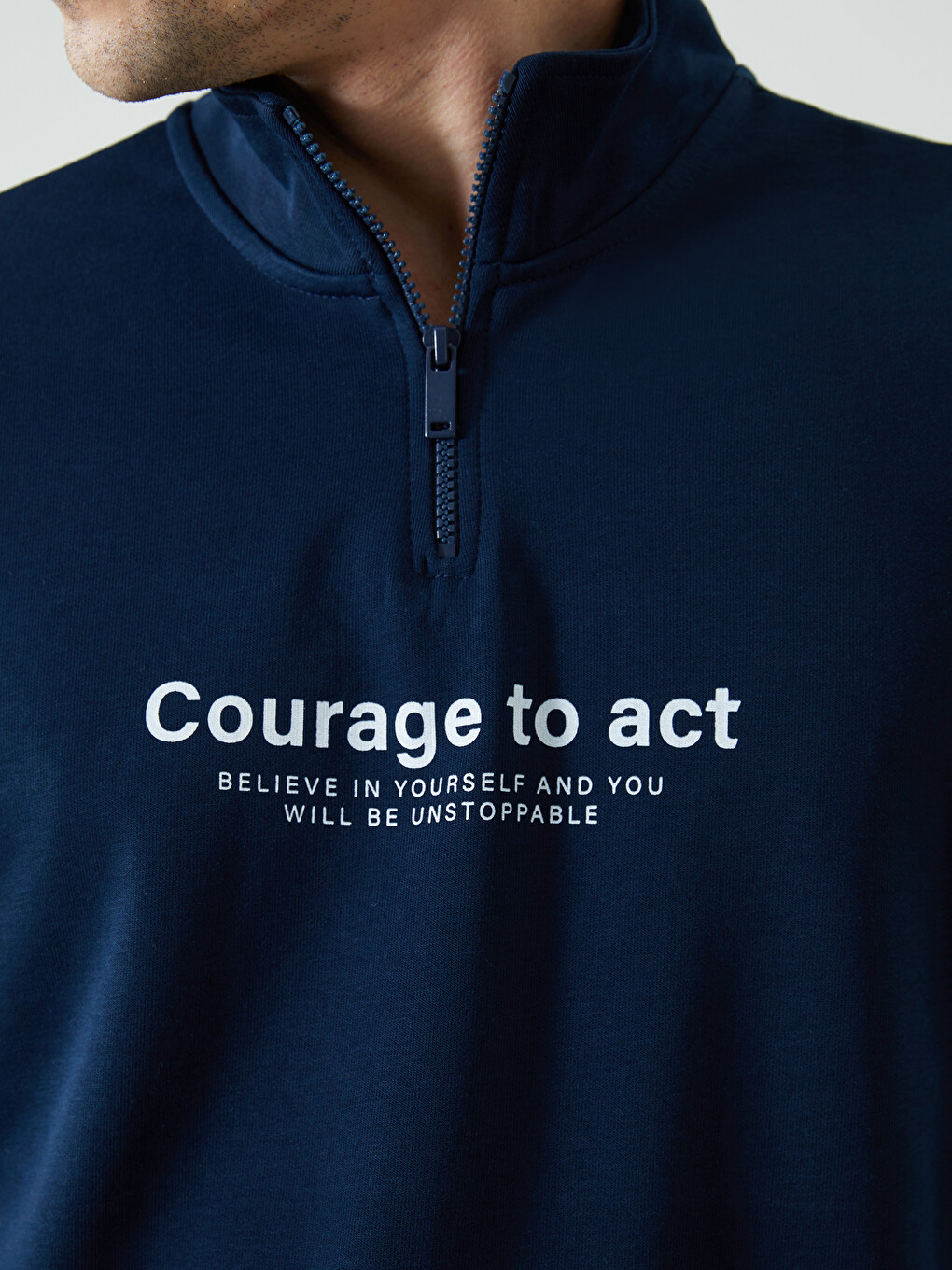 Sweat-shirt À Col Cheminée Zippé Pour Hommes-2