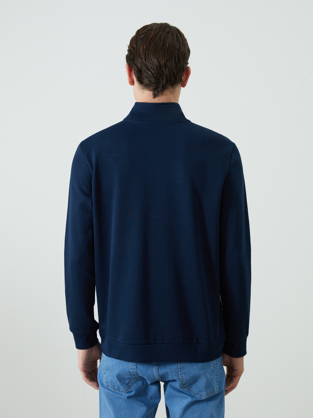 Sweat-shirt À Col Cheminée Zippé Pour Hommes-3