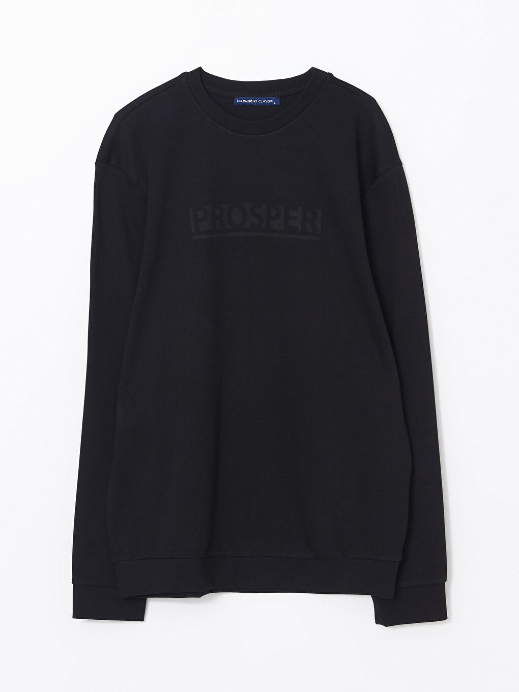 Siyah Bisiklet Yaka Uzun Kollu Baskılı Erkek Sweatshirt-4