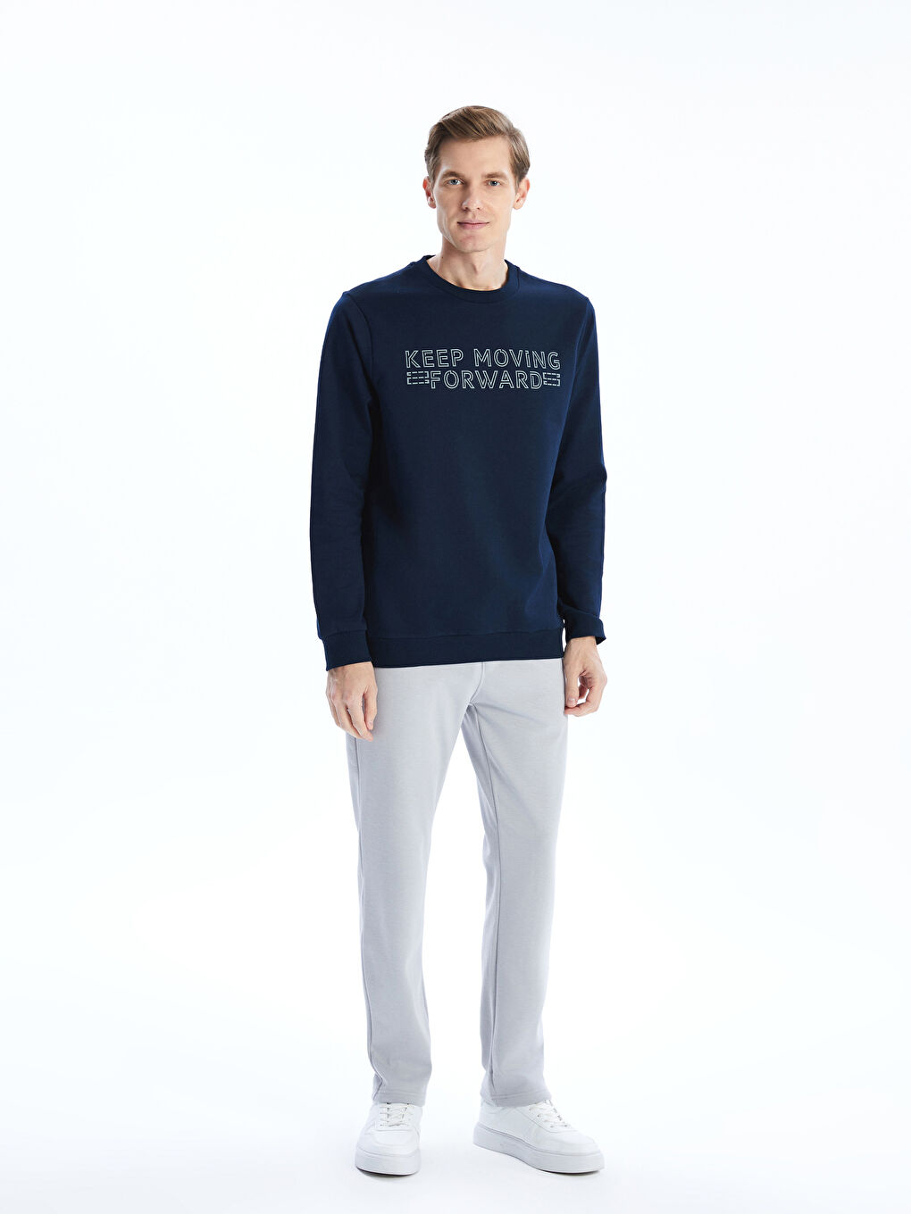 Crew Neck Printed Men's Thick Sweatshirt-1
