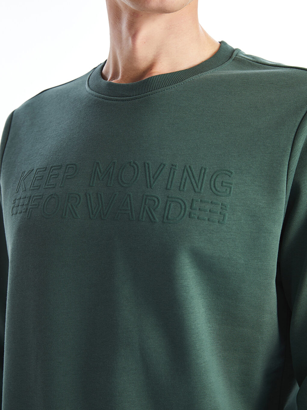 سويت شيرت تخين مطبوع بياقة دائرية للرجال-2