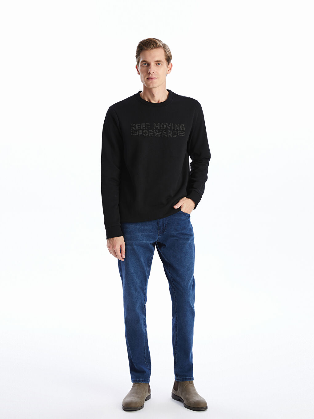 Crew Neck Printed Men's Thick Sweatshirt-1