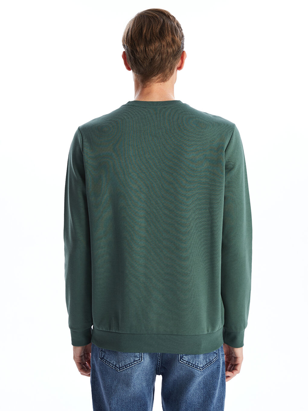 سويت شيرت تخين مطبوع بياقة دائرية للرجال-3