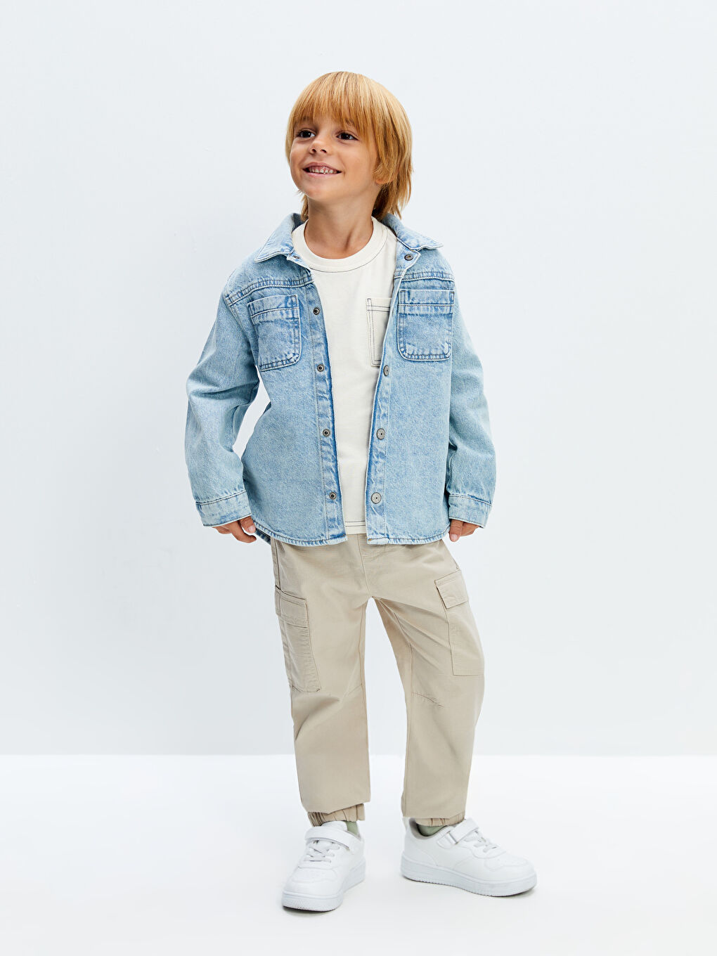 LCW Kids Bej Beli Lastikli Basic Gabardin Erkek Çocuk Pantolon