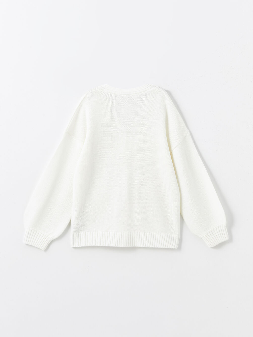 V Neck Basic Long Sleeve Girls' Knitwear Cardigan-1