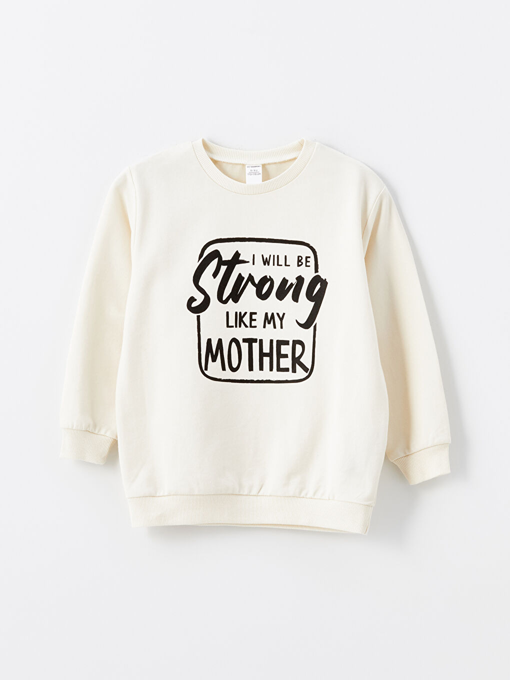 LCW Kids Açık Bej Bisiklet Yaka Baskılı Erkek Çocuk Sweatshirt