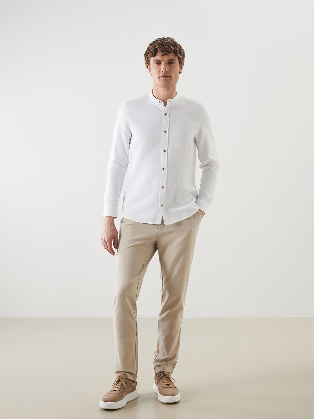 Muška košulja dugih rukava slim fit od dobby tkanine -W45668Z8-Q6K