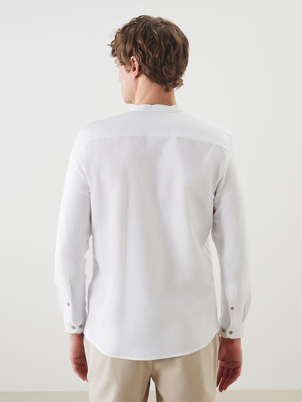 Muška košulja dugih rukava slim fit od dobby tkanine -W45668Z8-Q6K