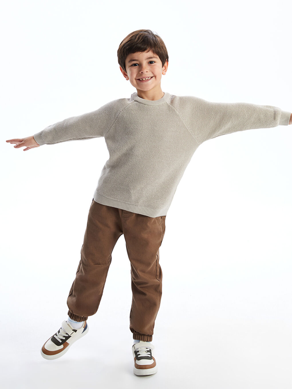 LCW Kids Gri Bisiklet Yaka Erkek Bebek Triko Kazak - 1