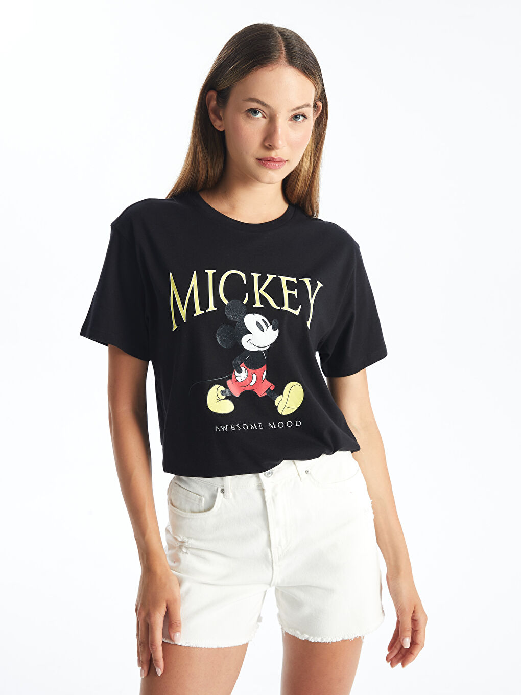 LCW Vision Crew Neck Mickey Mouse Printed Women's T-Shirt -W45689Z8-CVL