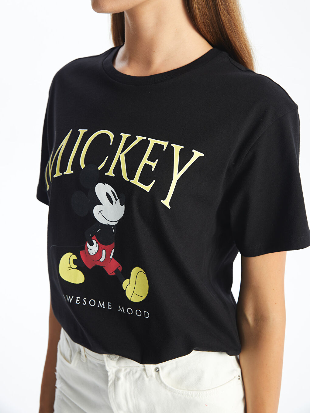LCW Vision Crew Neck Mickey Mouse Printed Women's T-Shirt -W45689Z8-CVL