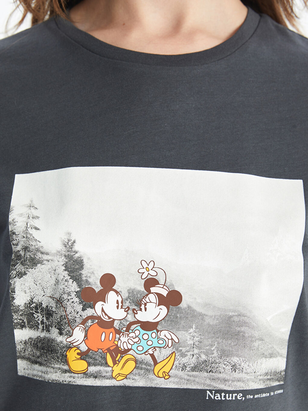 LCW Vision Crew Neck Mickey and Minnie Mouse Printed Women's T-Shirt -W45700Z8-JPT