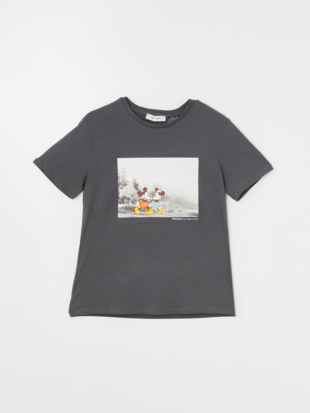 LCW Vision Crew Neck Mickey and Minnie Mouse Printed Women's T-Shirt -W45700Z8-JPT