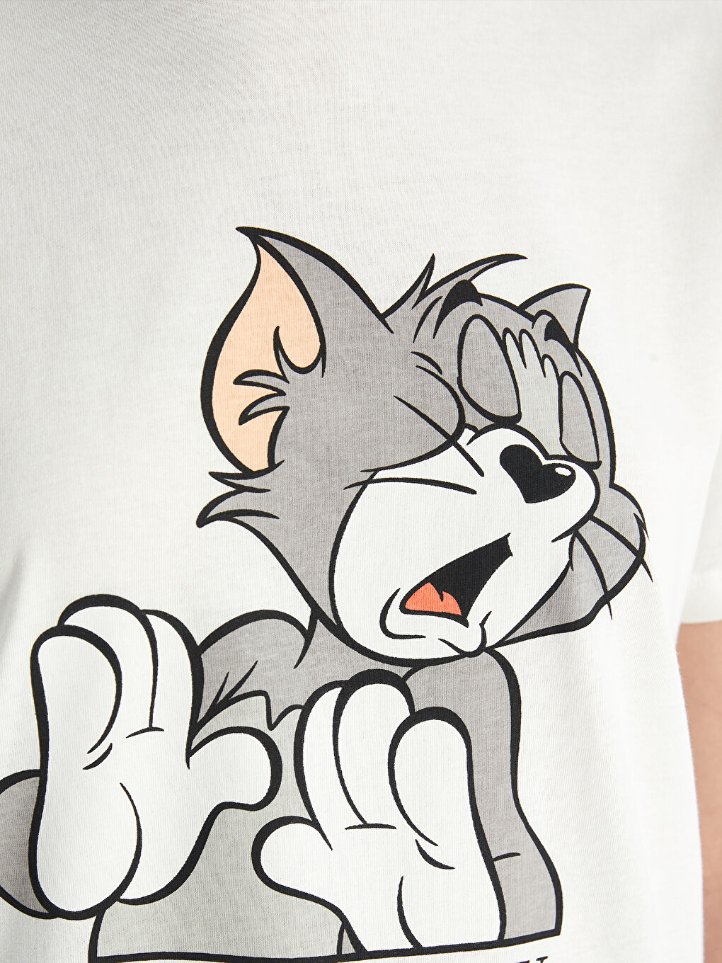 әйелдерге арналған том мен джерри бейнеленген дөңгелек жағалы футболка-3