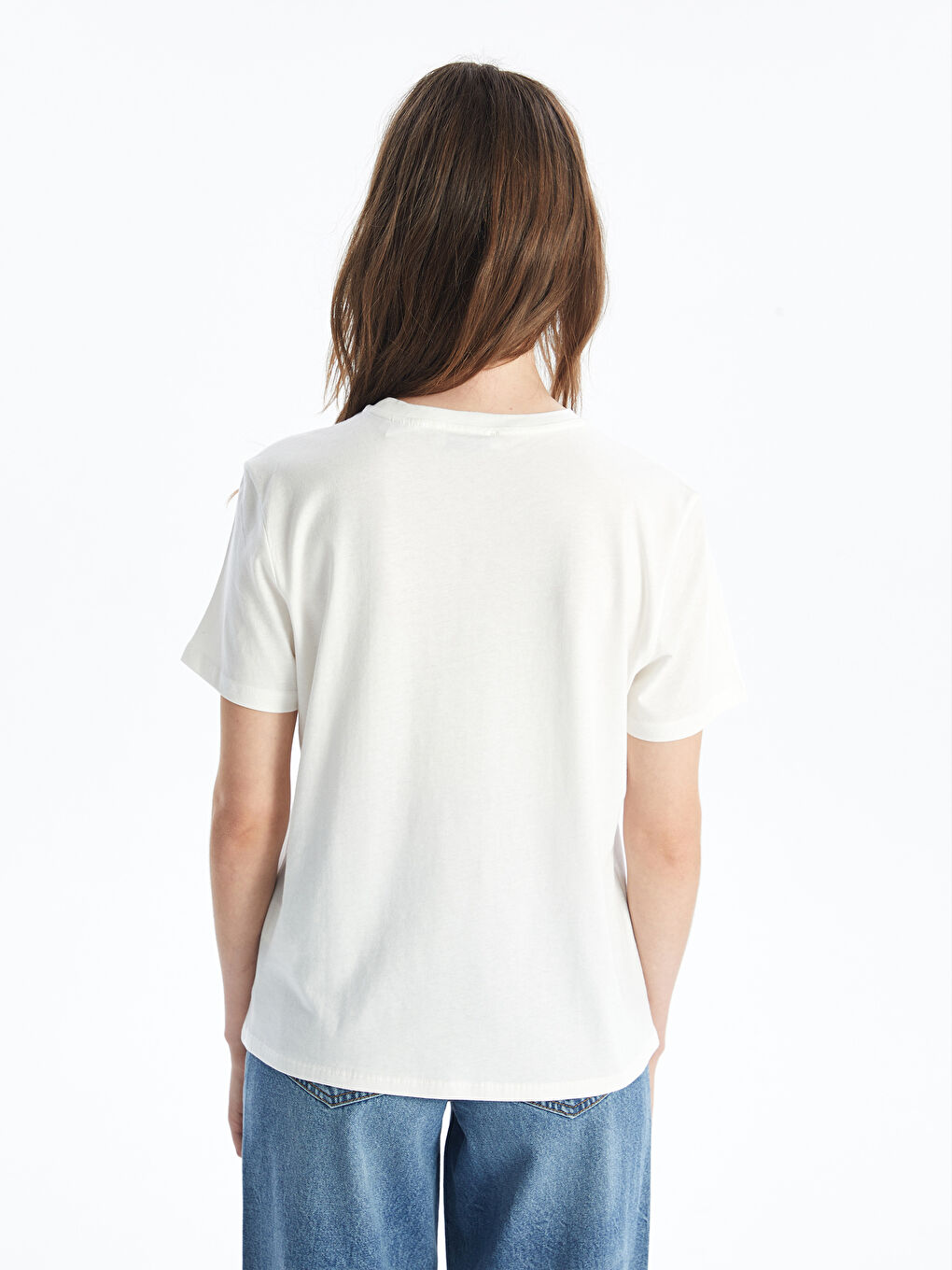 әйелдерге арналған том мен джерри бейнеленген дөңгелек жағалы футболка-4