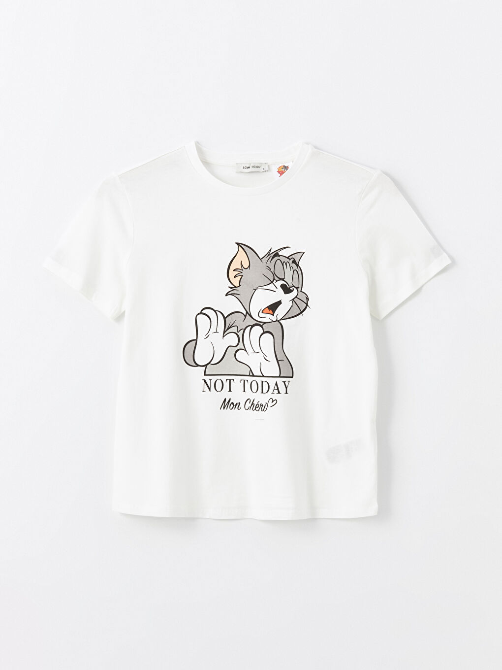 әйелдерге арналған том мен джерри бейнеленген дөңгелек жағалы футболка-5