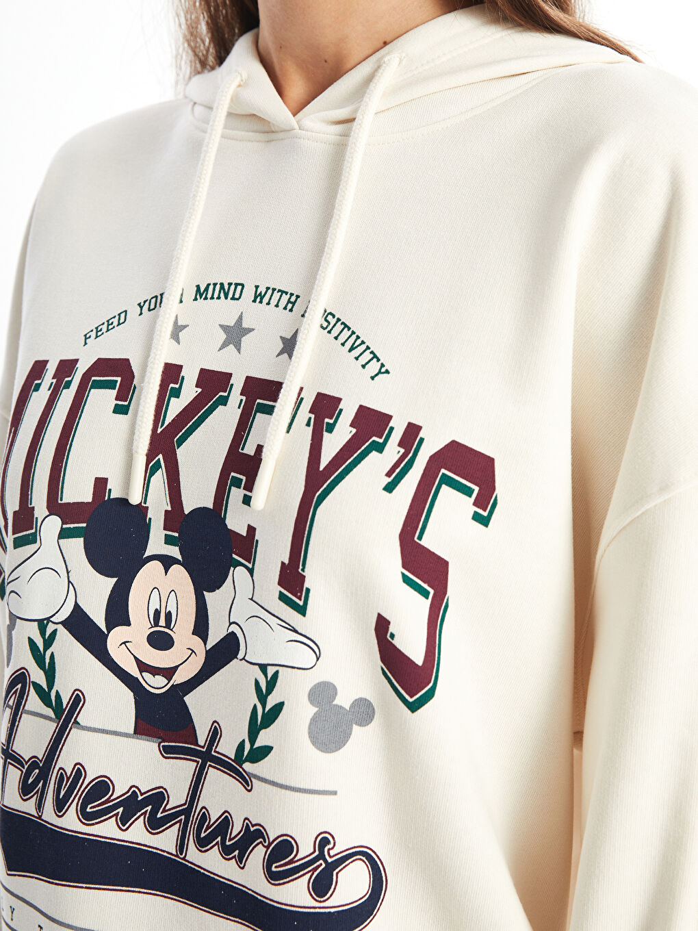 LCW Vision Mickey Mouse Bedrucktes Oversize Kapuzensweatshirt für Damen -W45710Z8-FR4