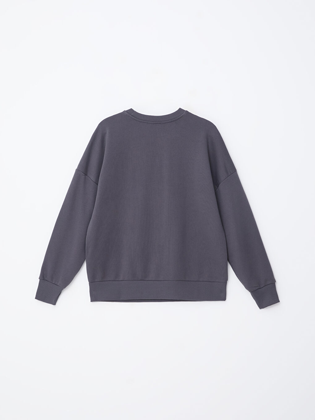 LCW Vision Gri Bisiklet Yaka Baskılı Oversize Kadın Sweatshirt - 5