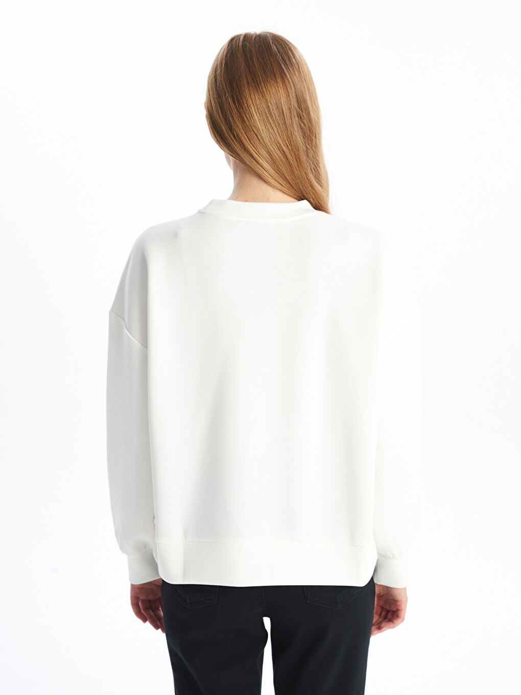 Crew Neck Printed Oversize Women's Thick Sweatshirt-3