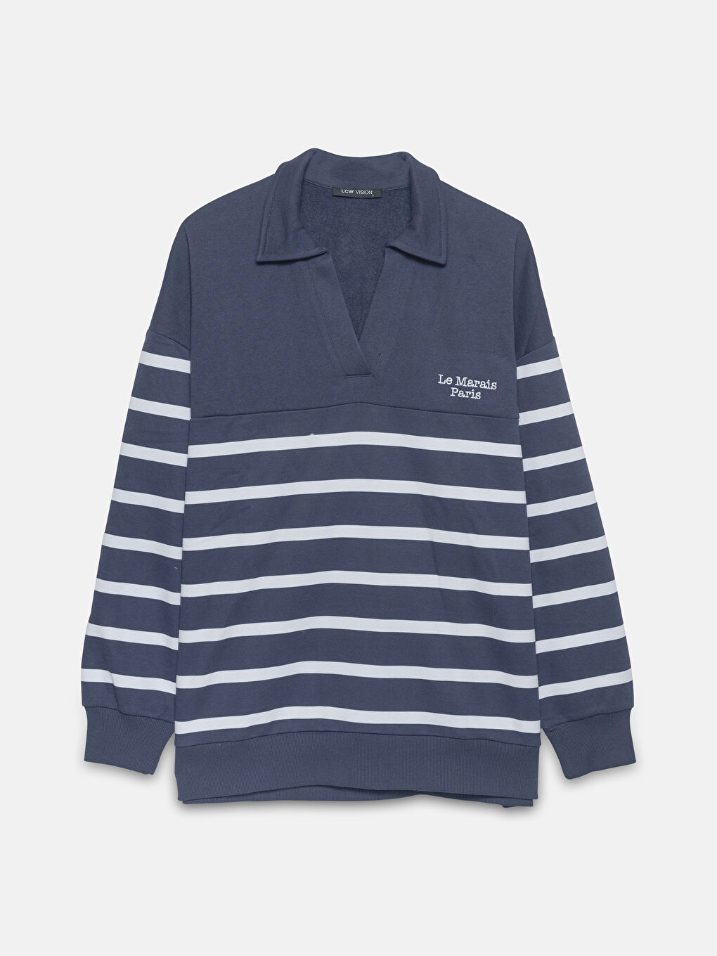 LCW Vision Polo Neck Striped Oversize Women's Thick Sweatshirt -W45824Z8-HFH