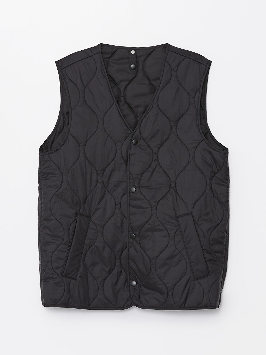 Siyah Standart Kalıp V Yaka Erkek Şişme Yelek