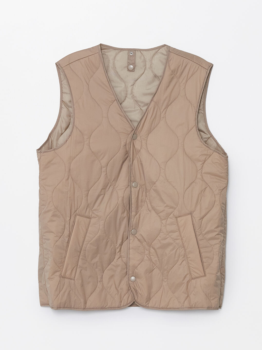 Bej Standart Kalıp V Yaka Erkek Şişme Yelek