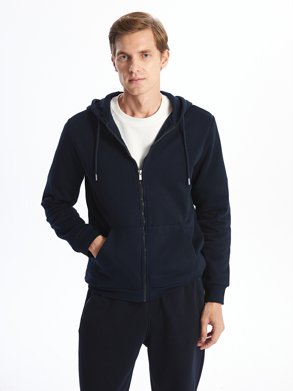 Sweat Zippé Épais À Capuche Et Manches Longues Pour Hommes
