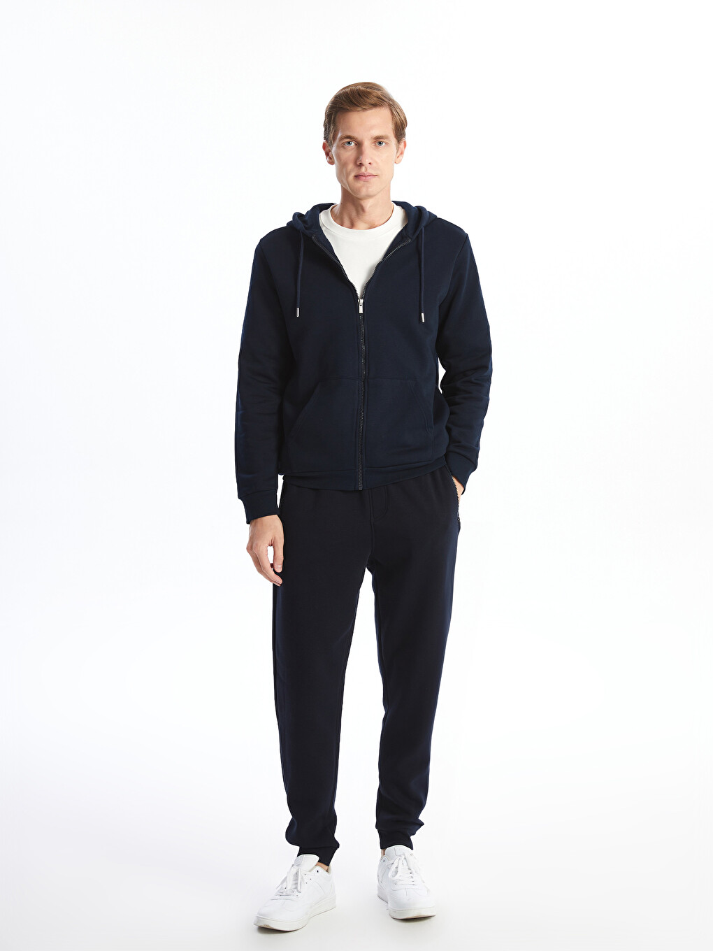 Sweat Zippé Épais À Capuche Et Manches Longues Pour Hommes-1