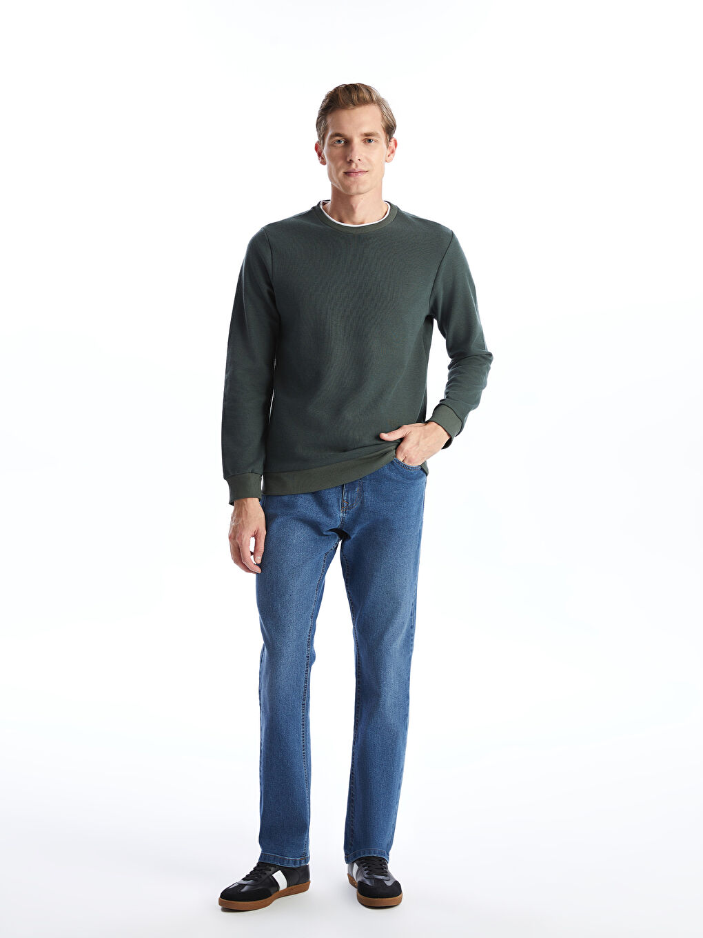 Sweat-shirt Oversize Col Rond Manches Courtes pour Hommes-1